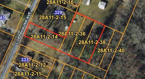County aerial. Lot marked in red